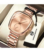2025 New Women&#39;s Quartz Wristwatch 34mm Wine Barrel Rose Gold Black Stop... - $22.44+