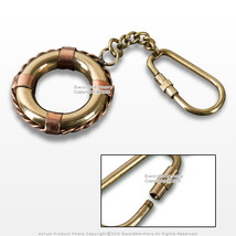 Handmade Solid Brass &amp; Copper Life Saver Buoy Keychain Pendant - $9.88