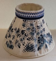 Vintage Small White Blue Floral Design Fabric Table Accent Lamp Light Sh... - $18.81