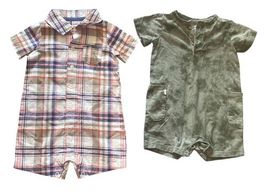 Baby Boy Clothing Lot 9 Pc 12M Carters Cat & Jack Pants Romper Outfit image 2