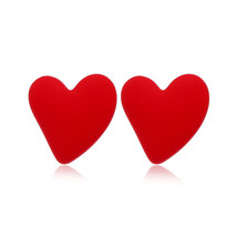 Red Acrylic &amp; Silver-Plated Heart Stud Earrings - £10.38 GBP