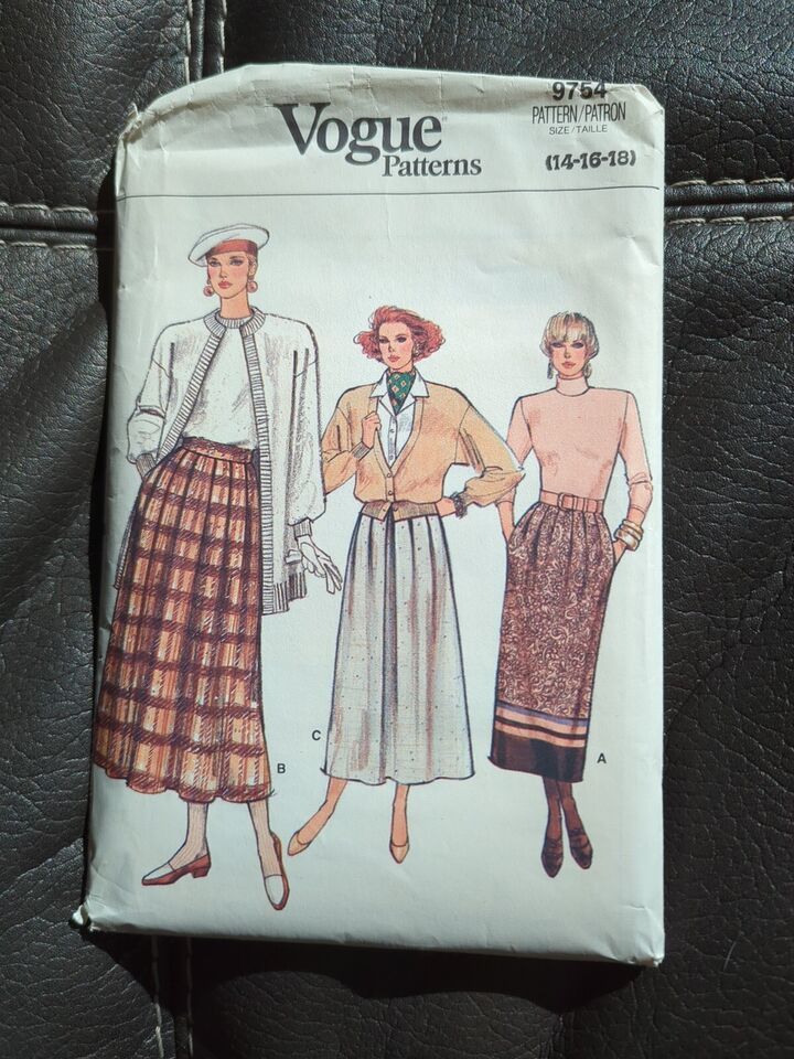 Primary image for Vogue 9754 Straight, A-Line, Slightly Flared Skirts w Pockets Sizes 14-18