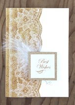 Gold Glitter Lace Best Wishes Greeting Card - £6.41 GBP