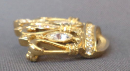 Vintage KJL for Avon Crown Brooch Pin Kenneth Jay Lane Gold Tone Rhinestone - £23.17 GBP