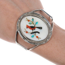 6.25&quot; Vintage Zuni Cardinal Inlay sterling bracelet - $311.85