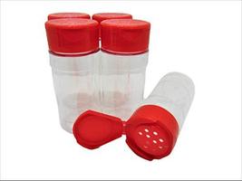 Medium 4 OZ Clear Plastic Spice Container Bottle Jar With Red Cap- Set o... - £8.32 GBP