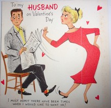 Vintage Hallmark To My Husband On Valentine’s Day Comic Card 1950s - $5.99
