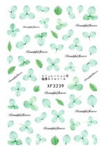 Nail Art 3D Decal Stickers beautiful green flowers leaves XF3239 - £2.54 GBP