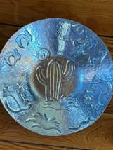 Estate Silver Metal Bowl w Stamped Cactus &amp; Tribal Animals – 2.25 inches... - $19.39