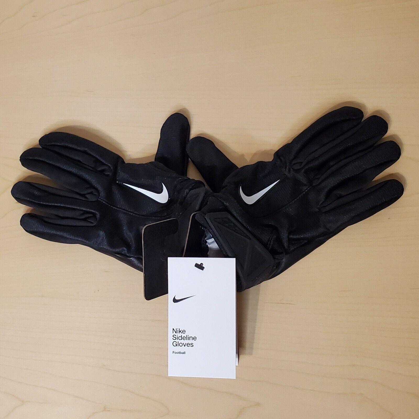 Primary image for Nike Sideline Football Leather Gloves Size M Fleece Lining Winter Glove Black