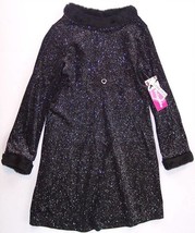 NWT Just Friends Girl&#39;s Sparkly Black Holiday Dress w/ Faux Fur Trim, XL (6X) - £10.90 GBP