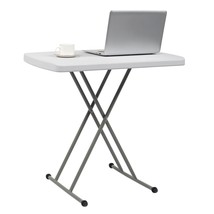 Folding Table Liftable White Plastic Adjustable Home Garden TV Tray Laptop Side - £38.83 GBP