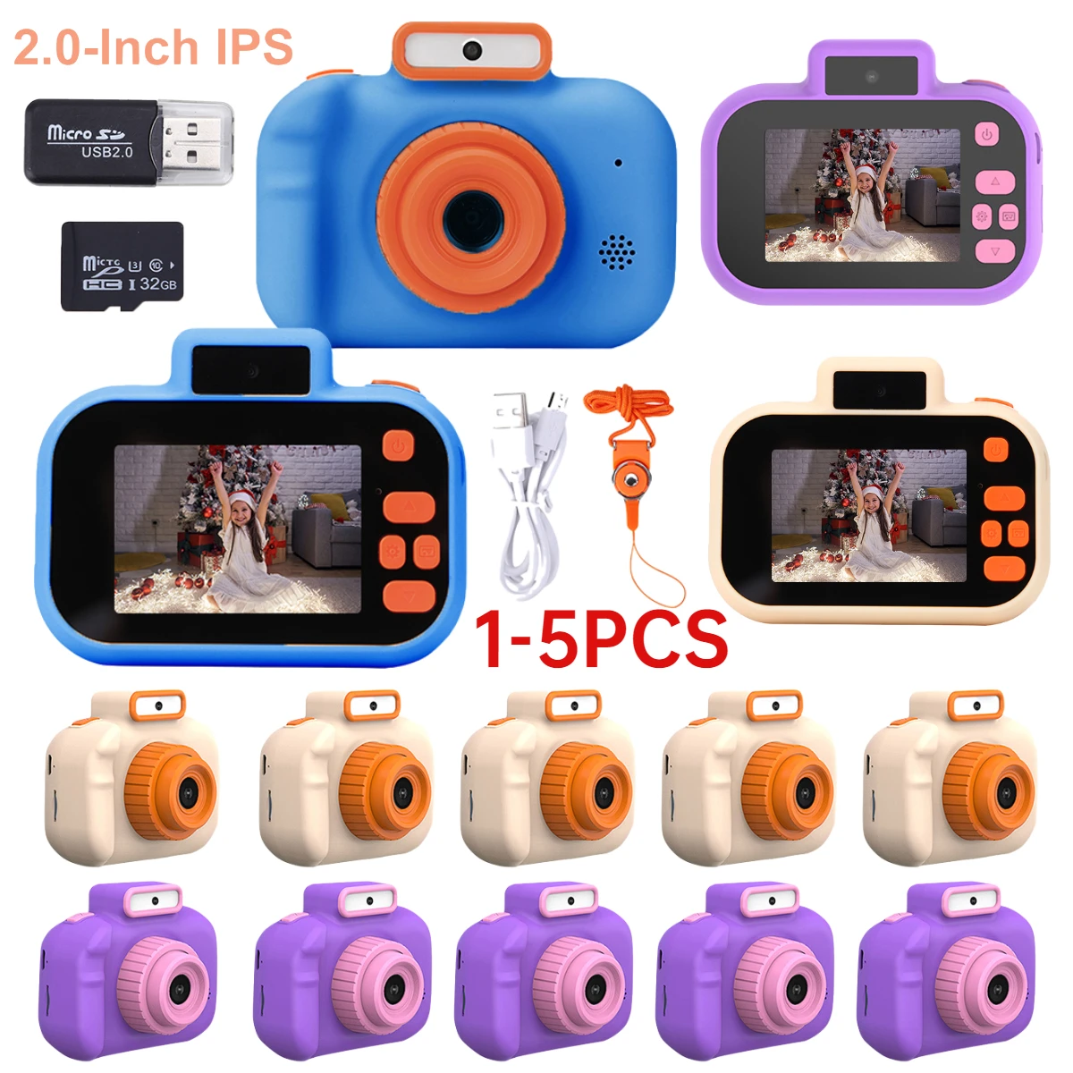 Mini Kids Camera Micro Toy USB Charging Child Selfie Camera with Lanyard HD - £6.39 GBP+