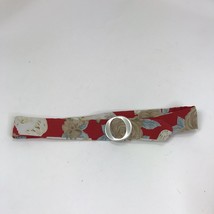 Vintage Handmade Belt Plastic Slide Deco Style Fabric Red Floral  - £14.19 GBP