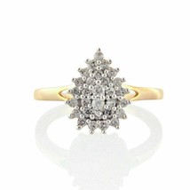 1.7Ct Round Cut Simulated Diamond 14k Yellow Gold Plated Engagement Cluster Ring - £87.44 GBP