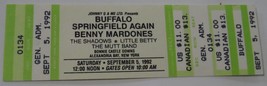BENNY MARDONES BUFFALO SPRINGFIELD AGAIN 1992 NY USA  VINTAGE TICKET STUB - £3.87 GBP