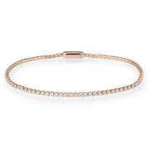 3W1681 - Rose Gold Brass Bracelet with AAA Grade CZ in Clear - $28.91