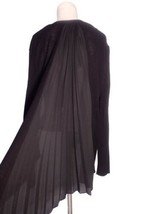 Simply Vera Wang Cut Out Knit Open Front Cardigan Size L Accordion Back Black - £13.43 GBP