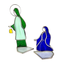 Stained Glass Virgin Mary and Joseph Standing Figures - £36.31 GBP