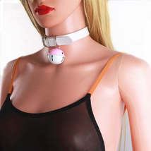 Black And White Big Bell PU Leather Neckband Necklace Ornament - £4.65 GBP