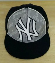 New Era 59Fifty Size 7 Hat NY New York Yankees Black Grey Oversized Logo... - £11.86 GBP