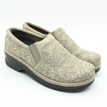 KLOGS Womens Sz 9 Beige Floral Embroidered Suede Leather Clogs Work Shoe... - £35.60 GBP