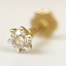 0.06 Ct Authentic Diamond 18 Kt Gold Nose Bone Screw Pin Piercing Lip Ring - $225.56