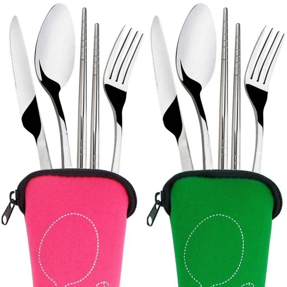 4Pcs/Set Stainless Steel Cutlery Tools Outdoor Camping Flatware Set - £8.33 GBP+