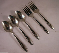 1959 Carlton Silverplate 3 Teaspoons 2 Dessert Forks Mild Wear Set of 5 pcs - £11.17 GBP