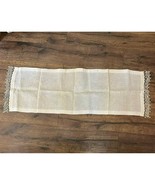 Vintage Linen Table Runner Beige Crochet Edge 53&quot; - $553.58 MXN