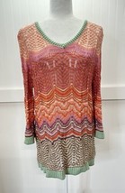 Soft Surroundings Open Knit Tunic Sweater Large Multicolor Colorful Stripes Boho - £17.19 GBP