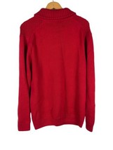 Chaps Ralph Lauren Sweater Medium Red Cowl Neck 100% Cotton Thick Knit F... - £36.44 GBP