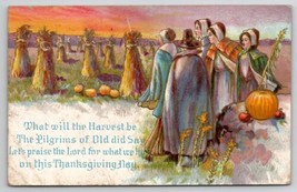Thanksgiving Pilgrim Pumpkins Harvest Corn Shocks Postcard K28 - £5.45 GBP