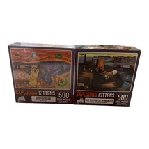 Lot Of 2 Exploding Kittens Spicy Scream &amp; Slothness 500 Piece Jigsaw Puz... - $30.00