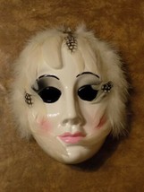 Ceramic Porcelain Art Deco Feathers Wall Hanging Mask - $24.75