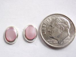 Pink Mother of Pearl 925 Sterling Silver Stud Oval Earrings - £9.37 GBP