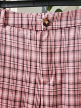 SheIn Womens Pink Plaid Polyester Slash Pockets Casual Straight Leg Pants Small - £18.39 GBP