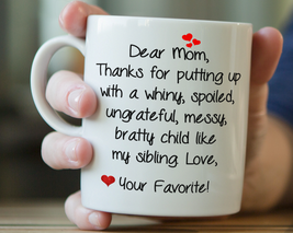 Funny Mug -Dear Mom thanks - Gift For Mom, Mom Birthday, Best Mom Mother... - £12.54 GBP
