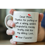 Funny Mug -Dear Mom thanks - Gift For Mom, Mom Birthday, Best Mom Mother... - £12.71 GBP