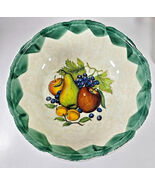 Garantito Per Alimenti Green 12” Ceramic Bowl Apple Pear Fruit Italy Vin... - $672.62 MXN