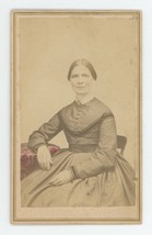 Antique Hand Tinted CDV c1860s Lovely Woman in Dress Williams Plymouth County - £9.52 GBP