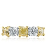 2.13 Karat 5 Stein Abwechselnd Kissen Rund Diamant Ehering 18k Weiss Gold - £3,944.54 GBP