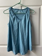 Natural Reflections Tank Top Trimmed Womens Medium V Neck Sea Blue Capsule Basic - £7.90 GBP