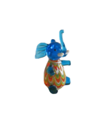 Hand Blown Art Glass Blue Elephant Raised Trunk Up Figurine Tusks Sittin... - $230.88 MXN
