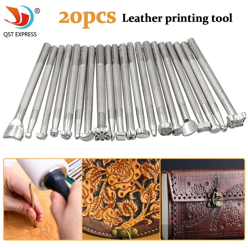 20pcs Leather Stamp Printing Tool Kit Alloy Stamp Punch Set Carving  Ma ... - £175.13 GBP