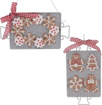 Kurt Adler Gingerbread On Metal Tray Ornaments | Set of 2 - £13.99 GBP