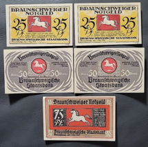 5) Antique German Braunschweiger Notgeld Jester Banknotes 1921 1923 - £7.57 GBP