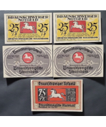 5) Antique German Braunschweiger Notgeld Jester Banknotes 1921 1923 - £7.49 GBP
