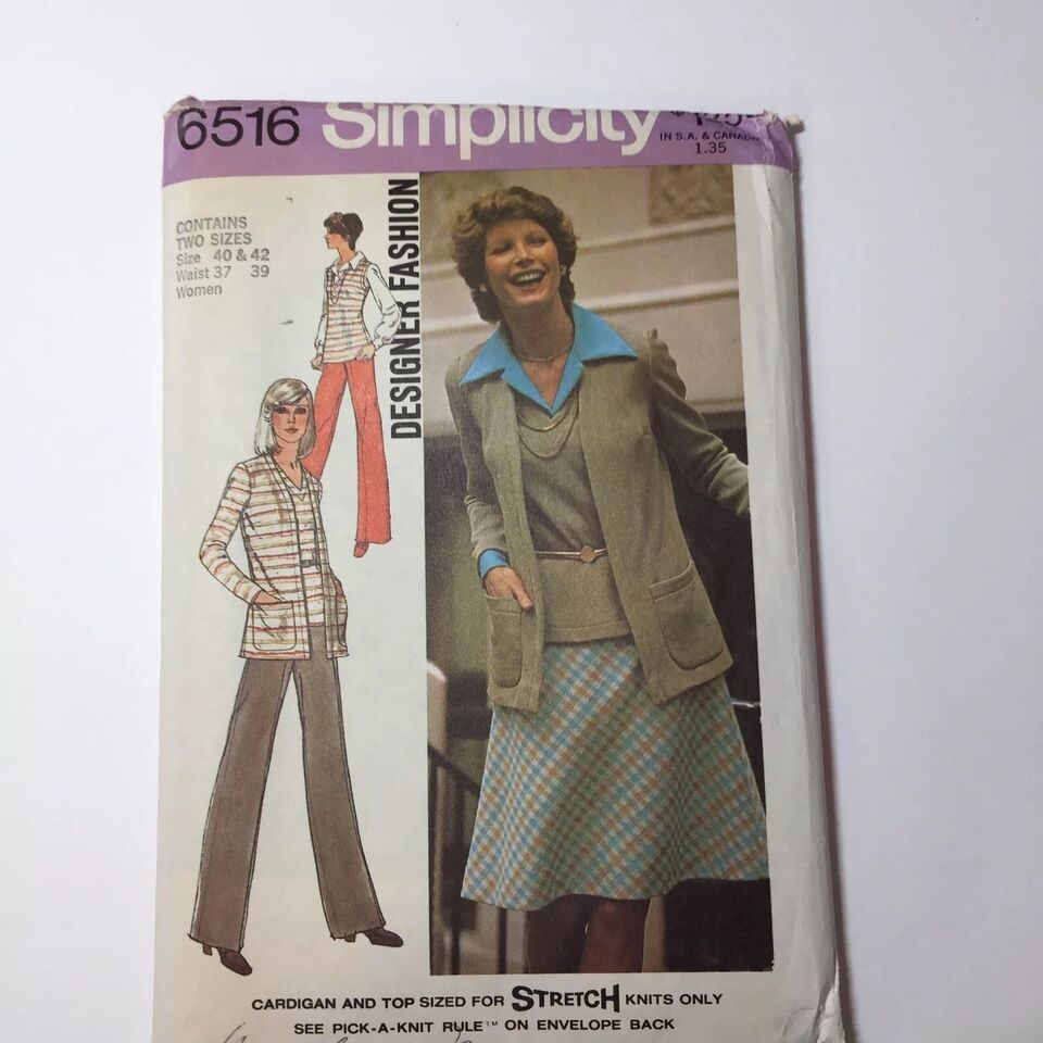 Simplicity 6516 Size 40 42 Women's Unlined Cardigan Top Stretch Knits - $12.86