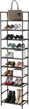 Wehiyo Metal Stackable Shoe Shelf With Hooks Free Standing Shoe Rack For Closet - £35.64 GBP
